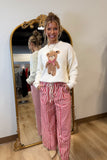 Bear Necessities Plaid Bow Sweater Cream