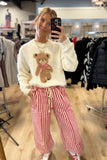 Bear Necessities Plaid Bow Sweater Cream