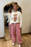 Bear Necessities Plaid Bow Sweater Cream