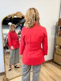 Renuar Knit Jacket w Tie Belt Scarlet