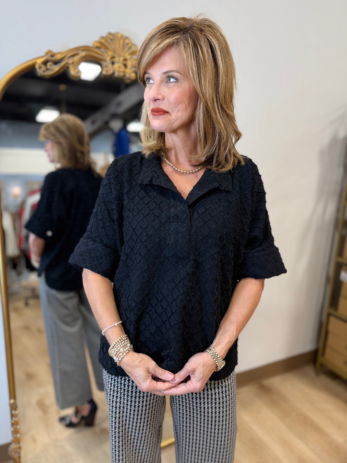 APNY Crinkle Pullover Black