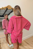 Seventh Inning Striped Short Set Red