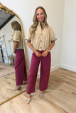Cute as a Button Bubble Blouse Khaki