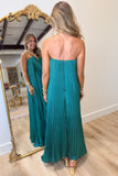 Seraphina Strapless Satin Dress Emerald