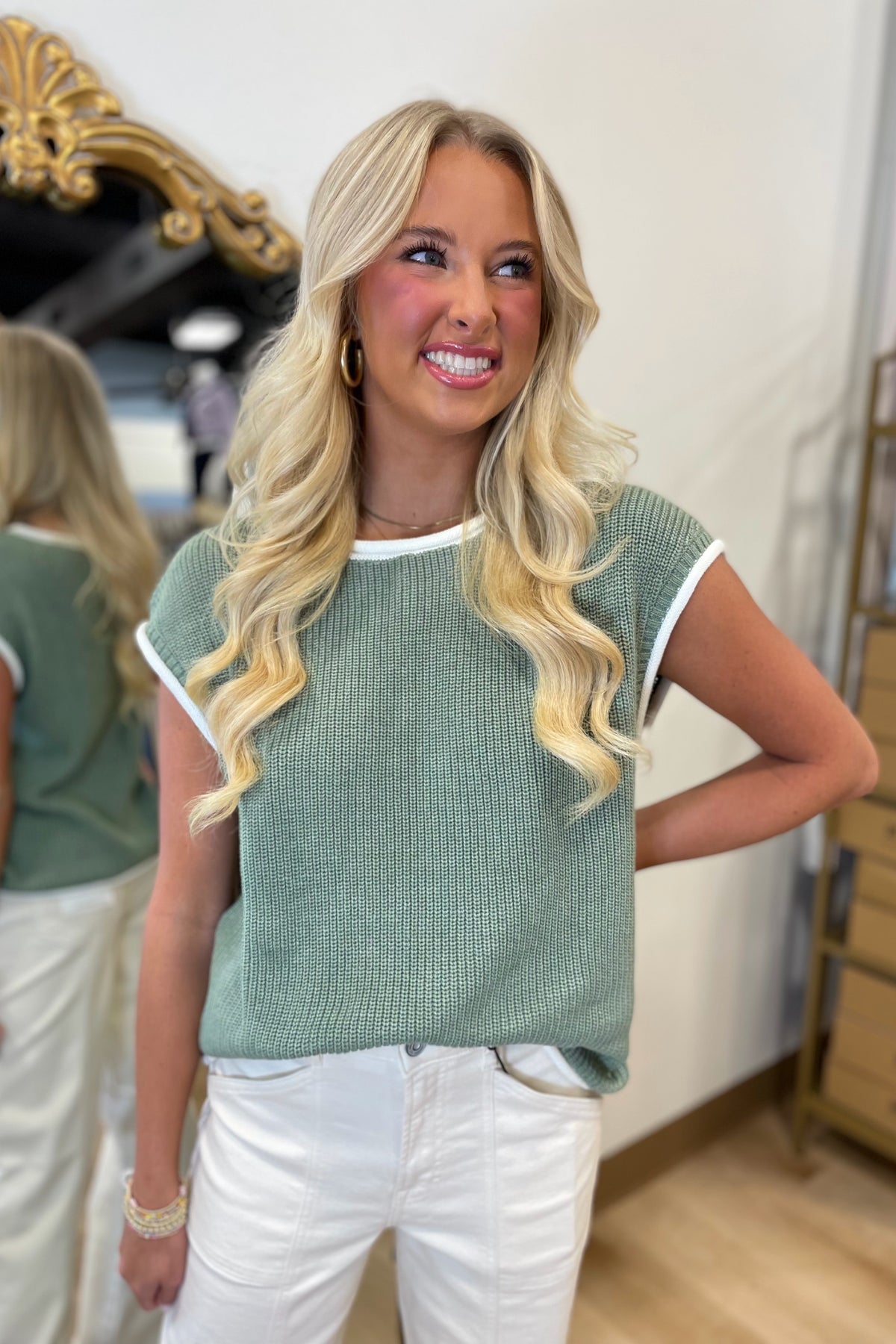 Cozy Basic Sweater Vest Olive