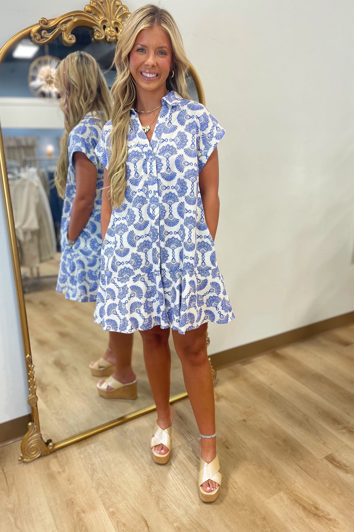 Beach Walk Dress Blue