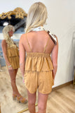 Swaying in Suede Pleated Set Camel