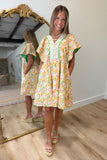 Ungee April Showers Floral Dress Green Yellow