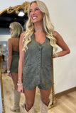Rustic Roots Suede Romper Olive
