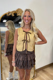 Autumn Rose Tie Vest Top Camel