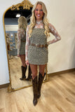 Leopard Denim Overall Dress
