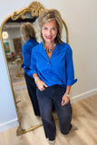 Foxcroft Catalina Blouse Savory Blue