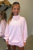 Lulu Mac Terrycloth Mock Neck Sweatshirt Light Pink