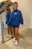 Lulu Mac Terrycloth Mock Neck Sweatshirt Navy