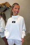 Lulu Mac Terrycloth Mock Neck Sweatshirt White