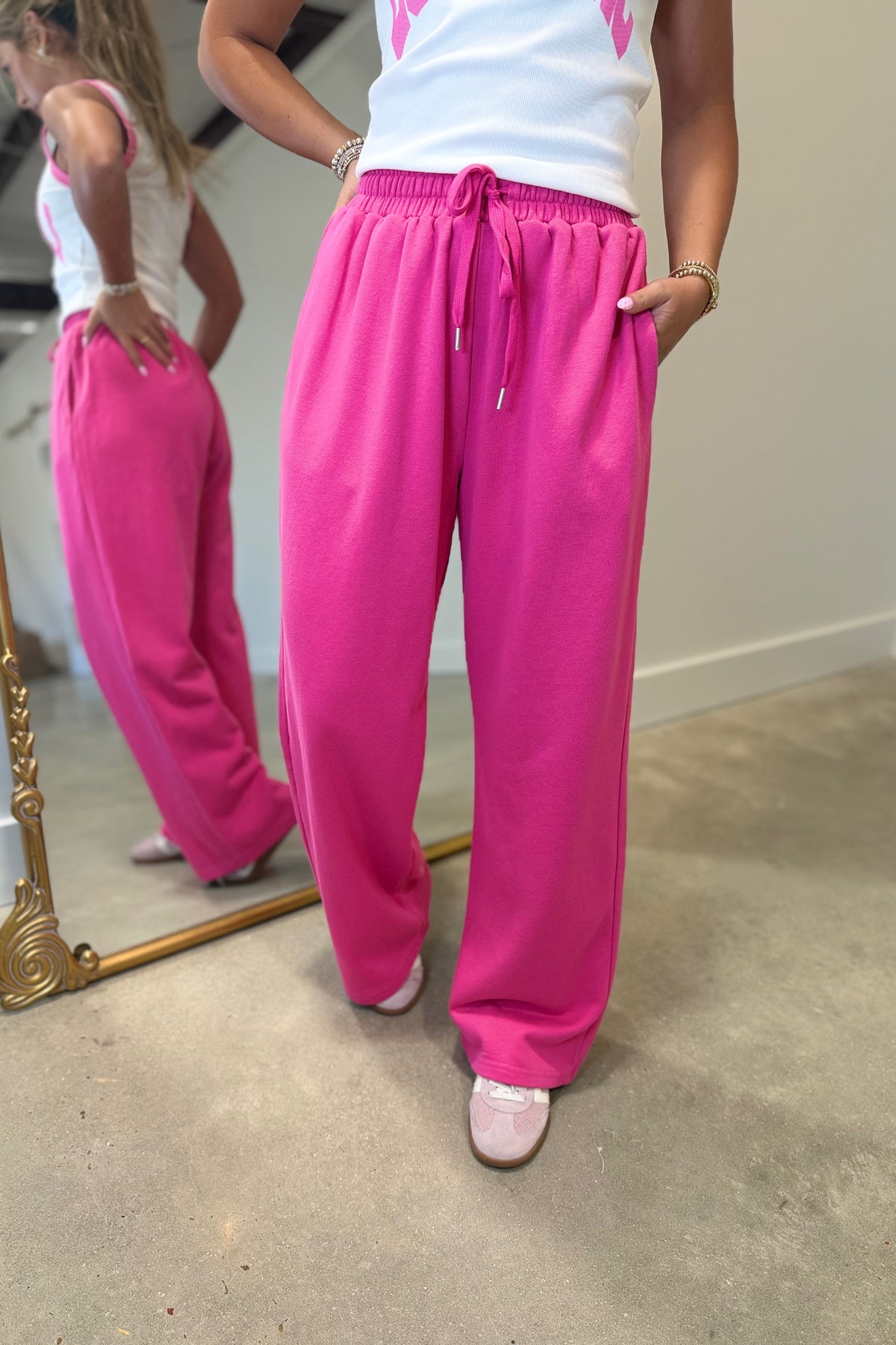 Lulu Mac Terrycloth Pant Hot Pink