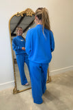 Lulu Mac Terrycloth Mock Neck Sweatshirt Bright Blue