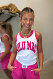 Lulu Mac Tank White w Hot Pink