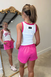Lulu Mac Tank White w Hot Pink