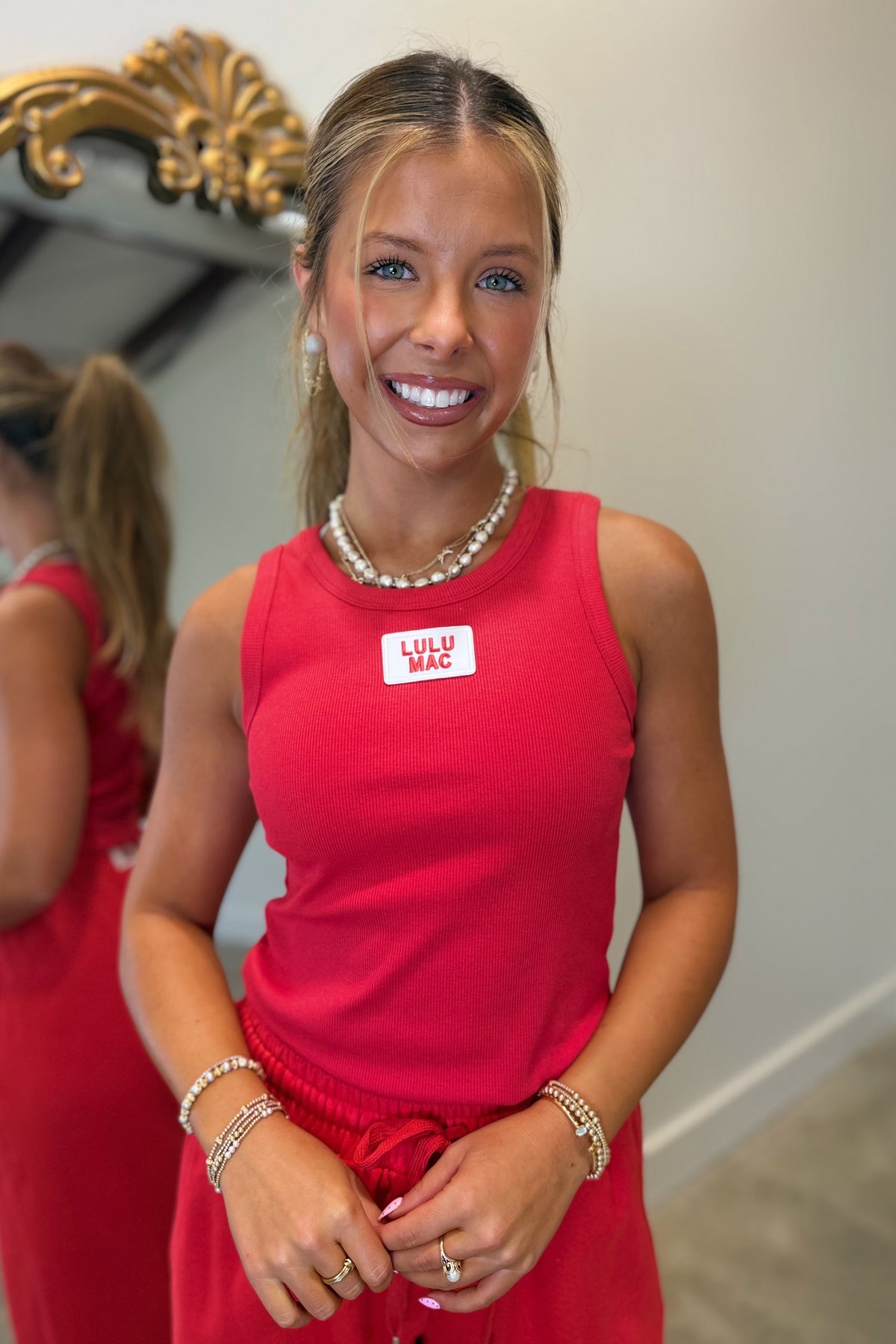 Lulu Mac Terrycloth Tank Top Red