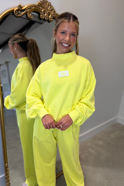 Lulu Mac Terrycloth Mock Neck Sweatshirt Yellow – Expectations Too
