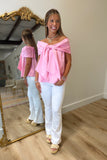 Bow Behavior Off the Shoulder Top Pink