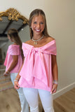 Bow Behavior Off the Shoulder Top Pink