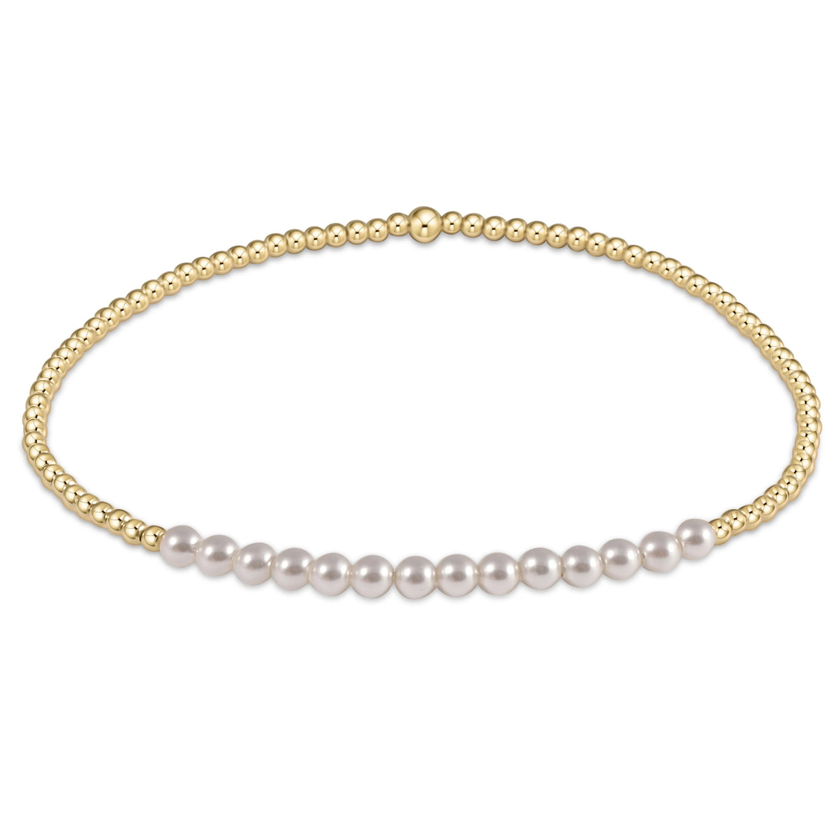 E Newton Gold Bliss 2mm Bead Bracelet Pearl