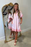 Umgee Contrast Trim Dress Pink