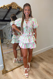 Beverly Hills Floral Short Set Green