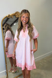 Umgee Contrast Trim Dress Pink