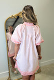Umgee Contrast Trim Dress Pink