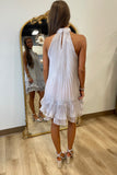 Evening Elegance Pleated Dress Grey