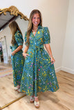 Earthy Evergreen Floral Midi Dress