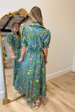 Earthy Evergreen Floral Midi Dress