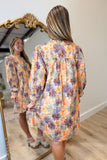 Umgee Fall Floral Long Sleeve Dress Orange