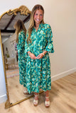 Umgee Paisley Mix Midi Dress Teal