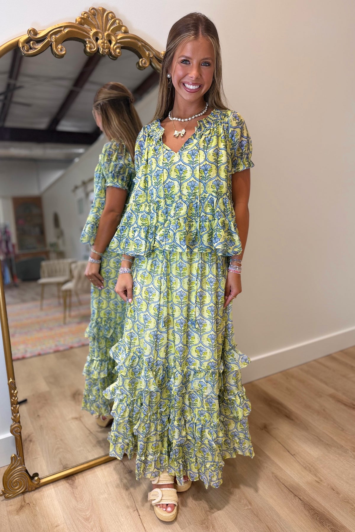 Tulum Petals Skirt Set Green