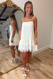 Florence Chiffon Lace Dress Ecru