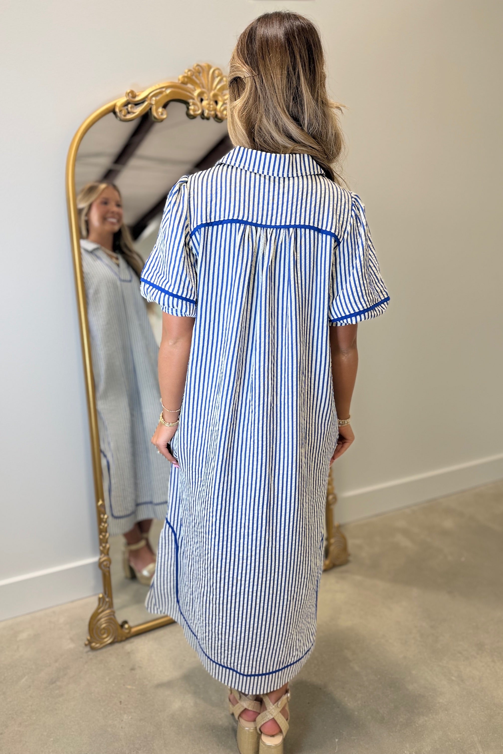 blue stripe royal shirt dress Tuckernuck Blue Stripe Royal Shirt Dress Blue Stripe / XXXL