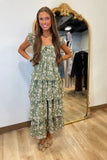 Rustling Leaves Midi Dress Olive