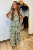 Rustling Leaves Midi Dress Olive