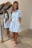 Leopard Hearts Dress Blue