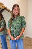 Lattice Rose Top Green