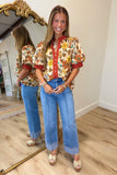 Fall Frenzy Floral Top Brick
