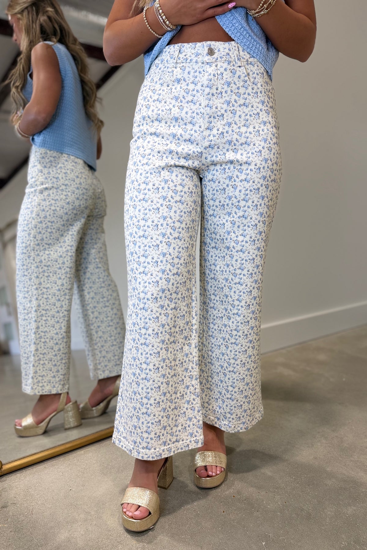 Blue Bouquet Wide Leg Jean