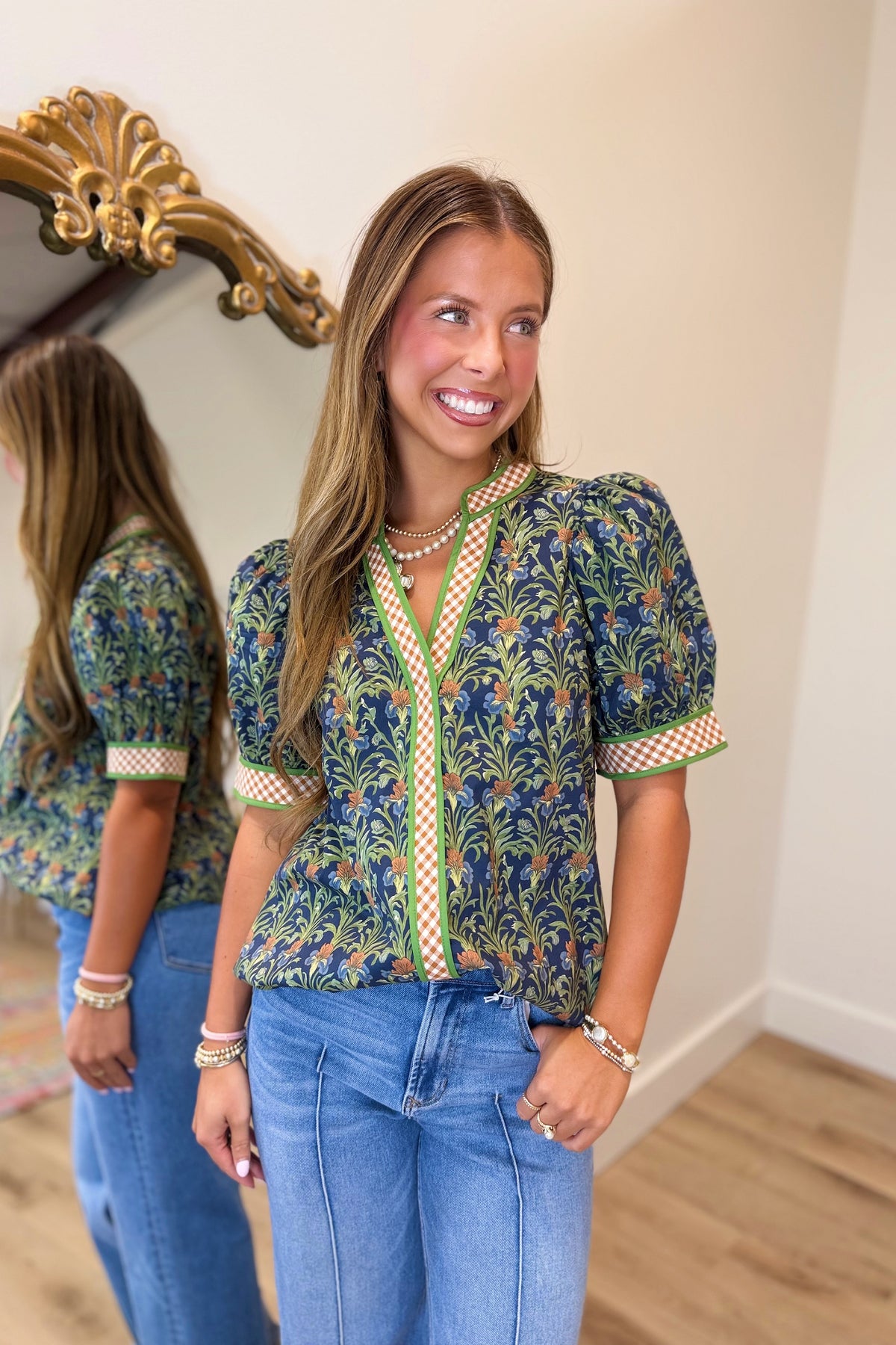 Fields of Fall Top Navy