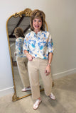 Renuar Printed Roll Up Sleeve Blouse Ocean