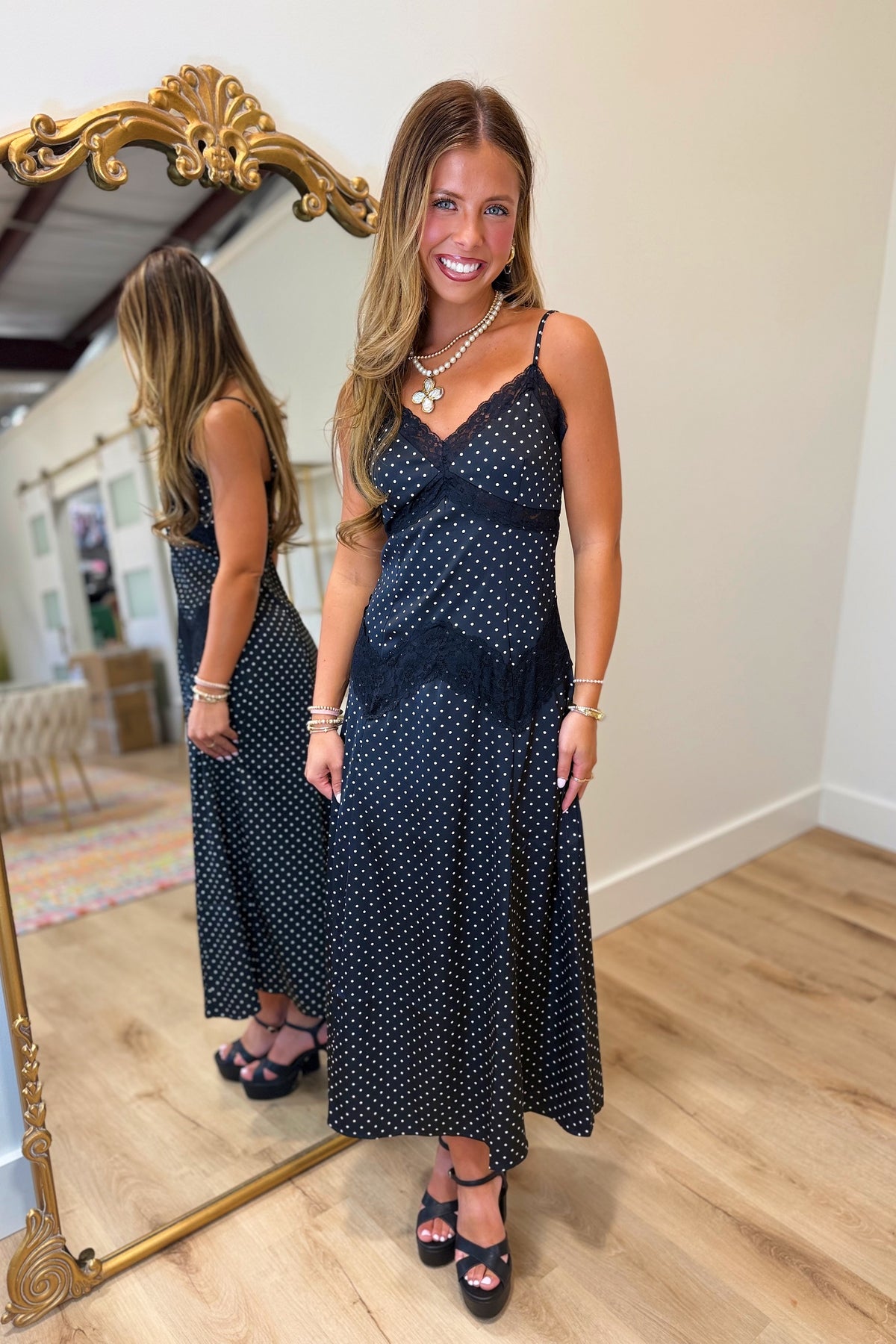 Dots After Dark Dress Black