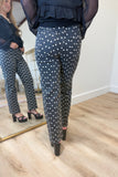 JBD High Rise Straight Let Polka Dot Jean Black